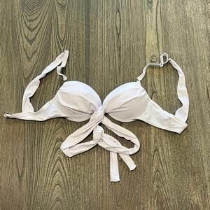 NWOT Jacque Designs Swim Bikini Top Halter Neck Adjustable Strap White Size S